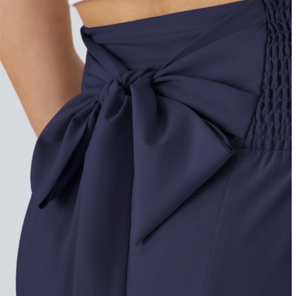 Halara Breezeful™ High Waisted Shirred Tie Wide Leg Flowy Pants XL Navy NWT - Picture 3 of 15